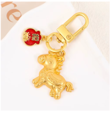 2026 Small Gold Horse with a Red Bag Keychain