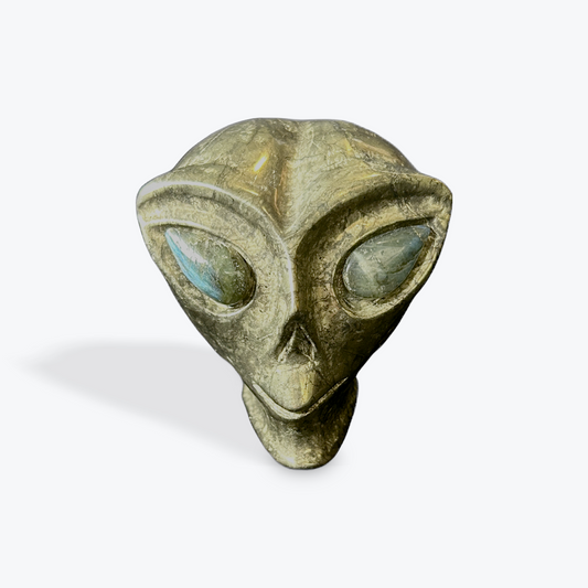 Pyrite Alien Head with Labradorite Eyes